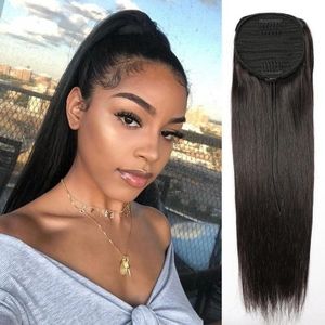 18" Brazilian straight human hair ponytail wig